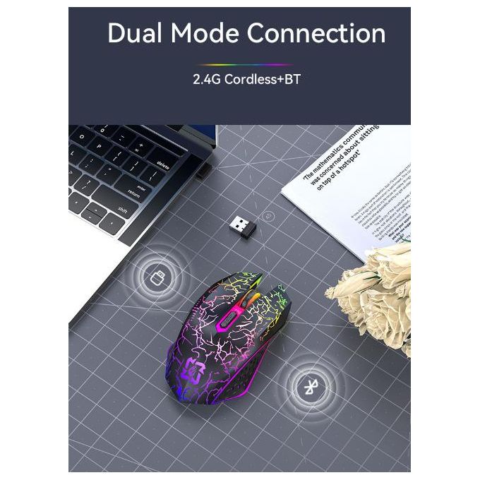 Wireless and Bluetooth Dual-Mode Rechargeable Gaming Mouse - Hover