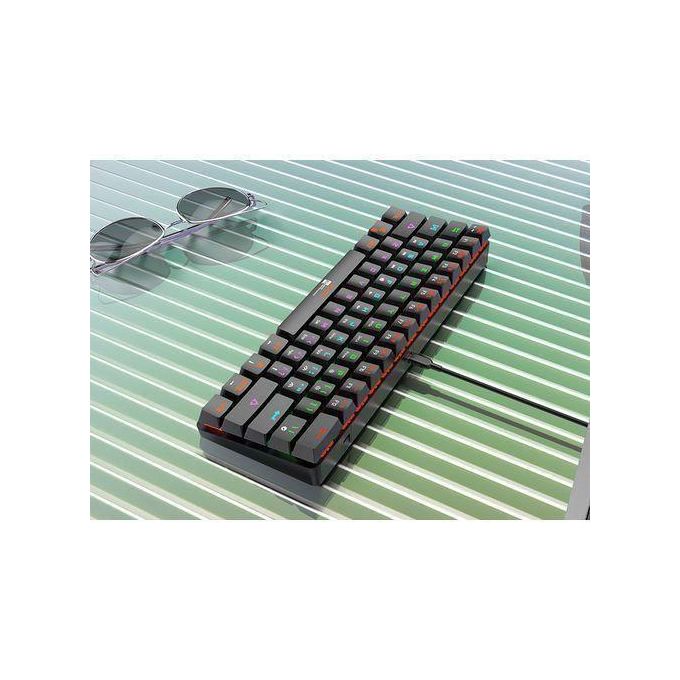 Mechanical Keyboard 61-Key RGB Backlit Blue Switch Wired Gaming Keyboard Waterproof Compact Black