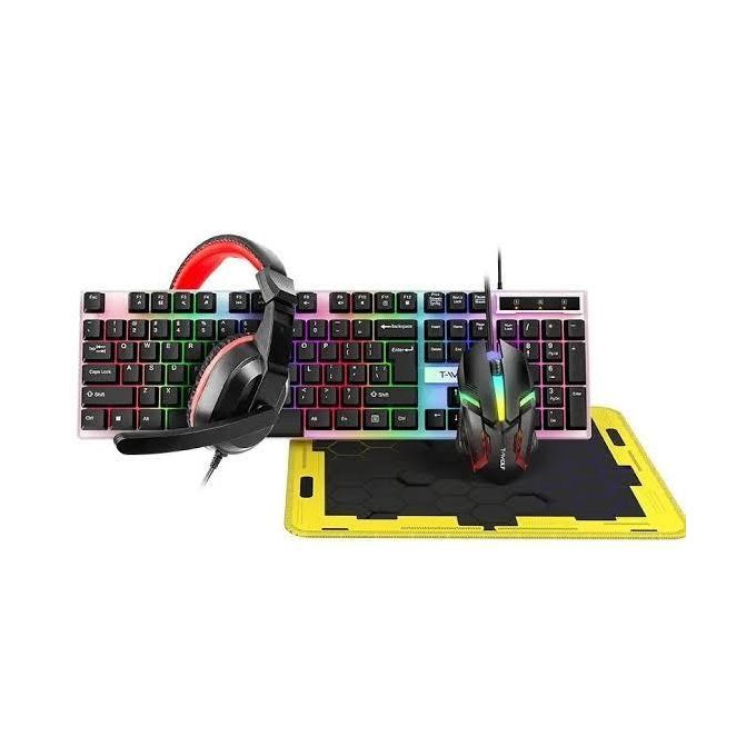 T-wolf 4in1 RGB Ganing combo KEYBOARD + MOUSE + HEADSET + MOUSE PAD